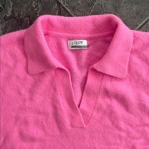 J. CREW Extra-Soft Pink V-neck Collar Wool-Blend Sweater Preppy Coastal Barbie